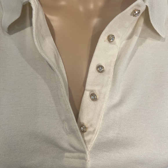 Badgely Mischka polo shirt with gold crystal buttons , small. True dressy polo! - Picture 2 of 5